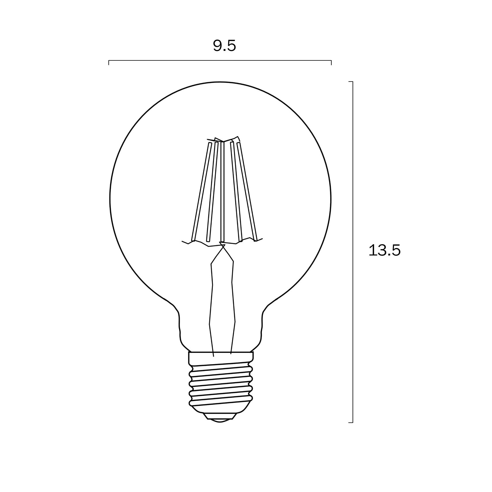 G95 8W E27 4000K or 3000K Clear LED Globe Dimmable