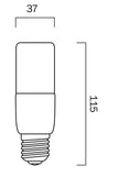 T37 Tubular 9W E27 6000K, 4000K or 3000K LED Globe 3Step Dimming
