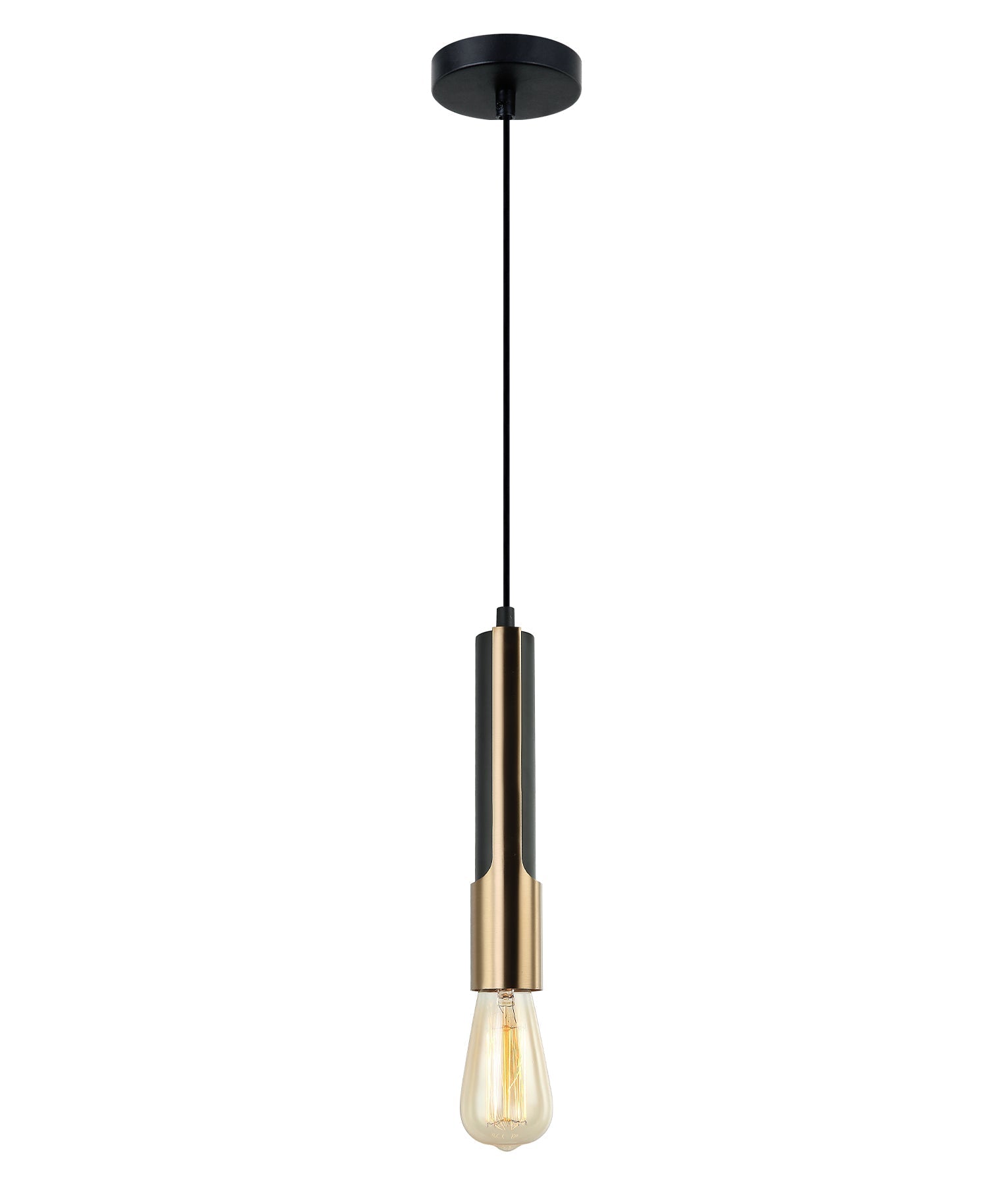 GOLDA: Interior Tube with Brass Highlight Pendant Lights