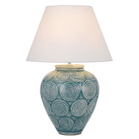 Thumbnail for Hannah Table Lamp in Blue & white with White Shade