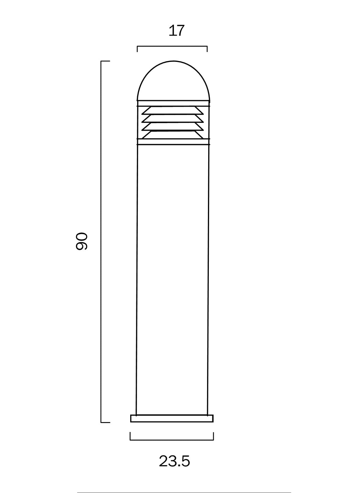 Harbor Black IP65 90cm Louvred Bollard Light