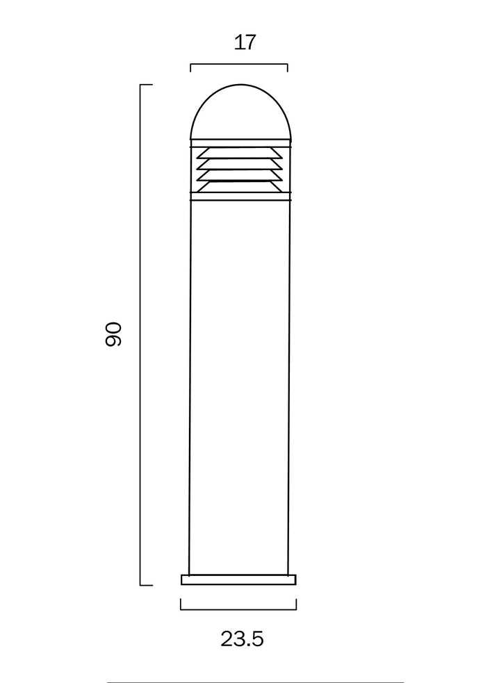 Harbor Black IP65 90cm Louvred Bollard Light