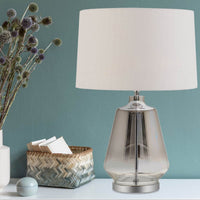 Thumbnail for Harper 1 Light Table Lamp in Smoked Glass with White Shade