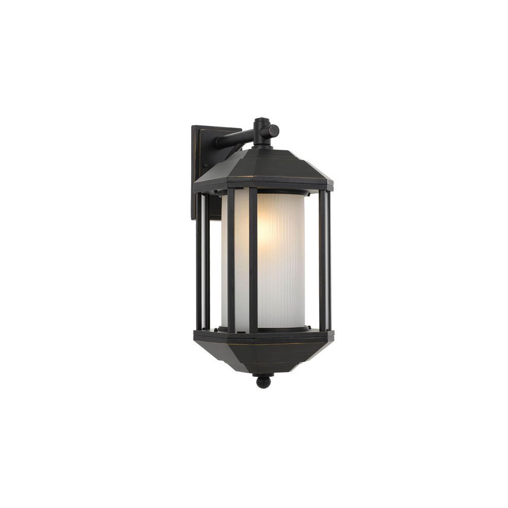 Havard Large IP44 Exterior Wall Light in Black with Frosted Glass