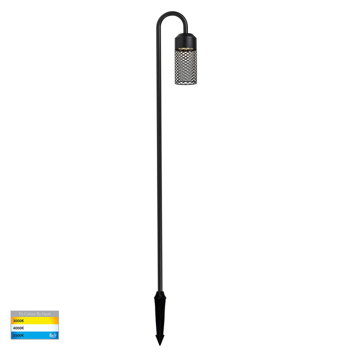 HV1529T-BLK-24V - Stellato Aluminium Black Bollard Light With Spike