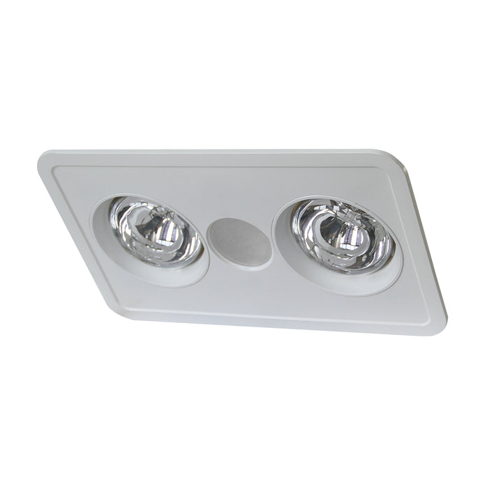 HEATFORCE DC BOOST - 2 Heat DC Bathroom 3in1, 400 m³/h, 2 x 275w Heat Lamps & 10w Tri-colour LED light. Standard, 10min timer & 24/7 run -White