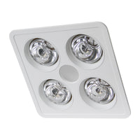 Thumbnail for HEATFORCE DC - 4 Heat DC Bathroom 3in1, 290 m³/hr, 4 x 275w Heat Lamps & 10w Tri-colour LED downlight. Standard, 10min timer & 24/7 run -White