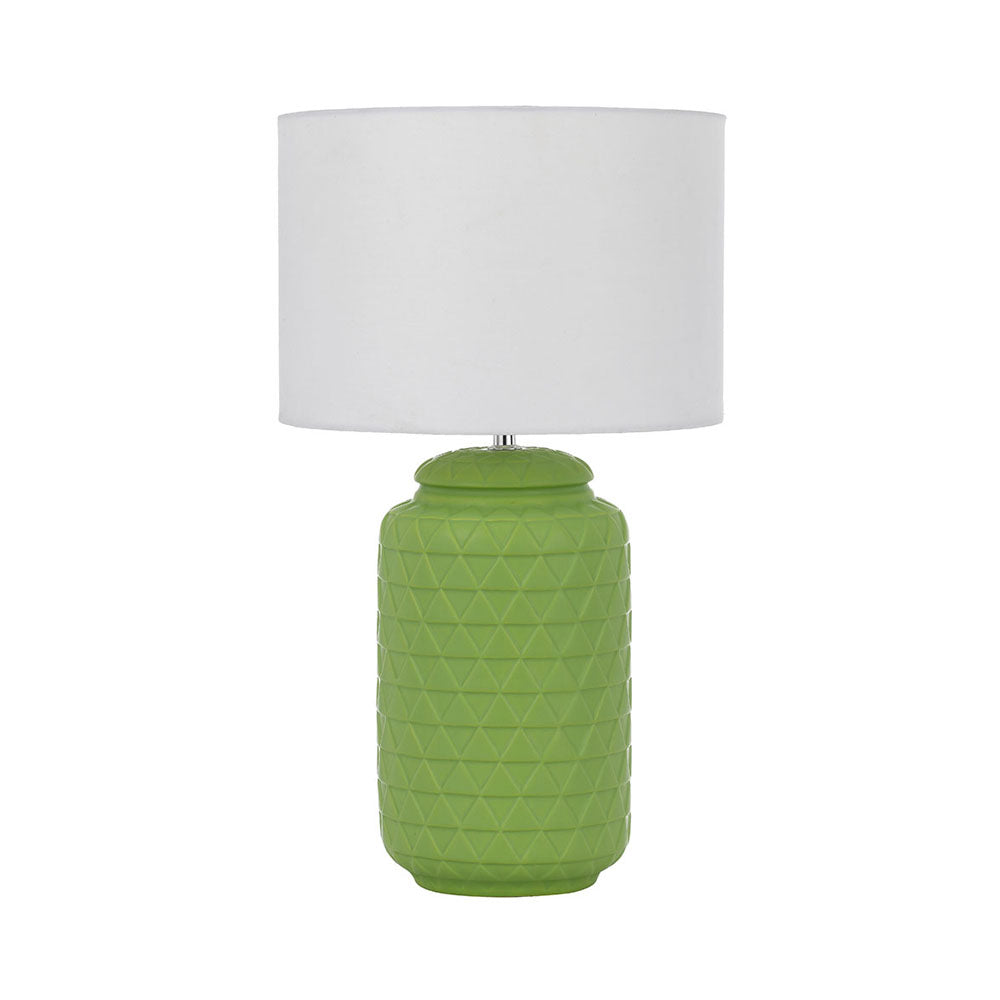 Heshi White, Green or Blue Ceramic Table Lamp with White Fabric Shade