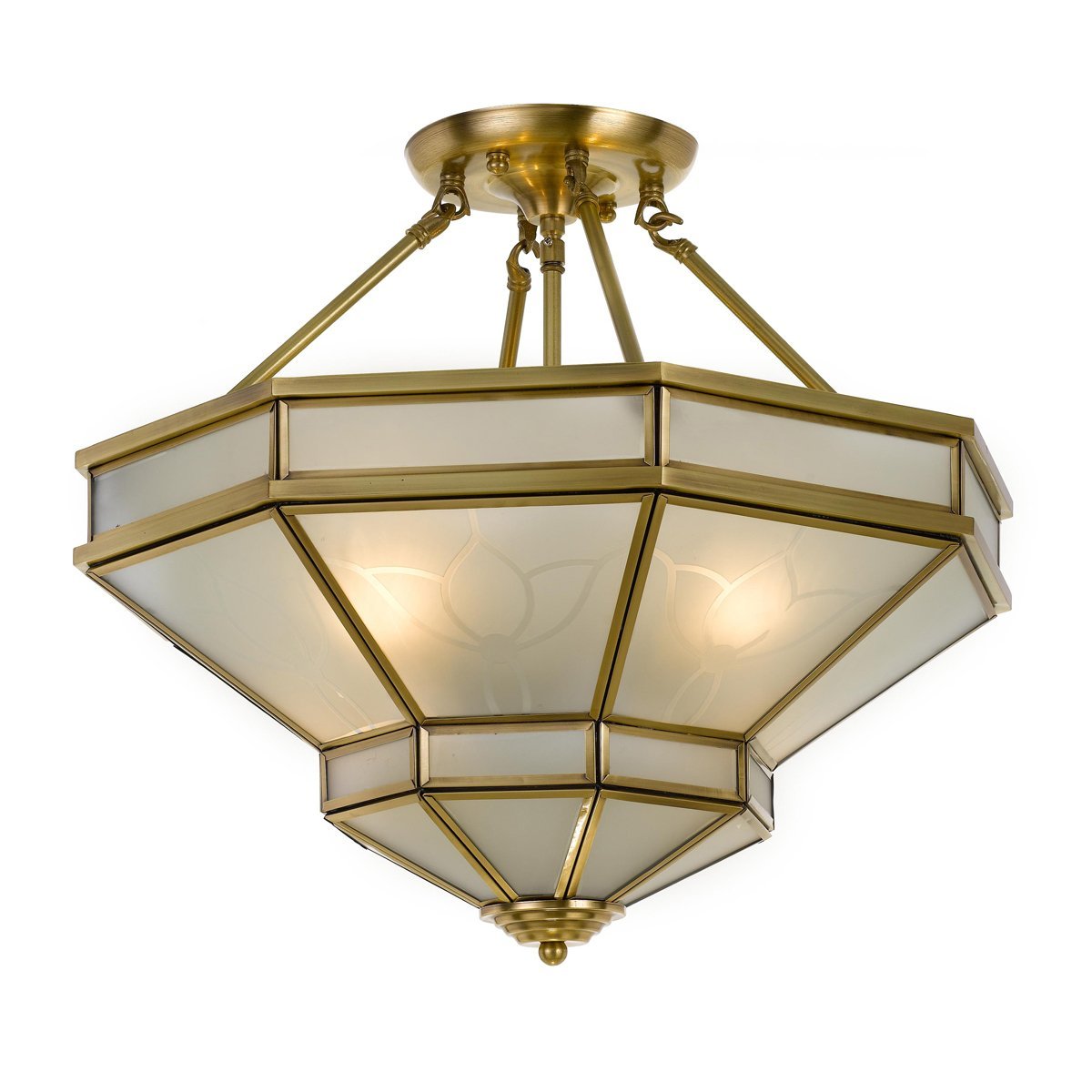 Howard 4 Light Antique Brass Semi Flush Mount Light