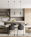 Hueca: Interior Double Cylinder Ribbed with Segment Pendant Lights