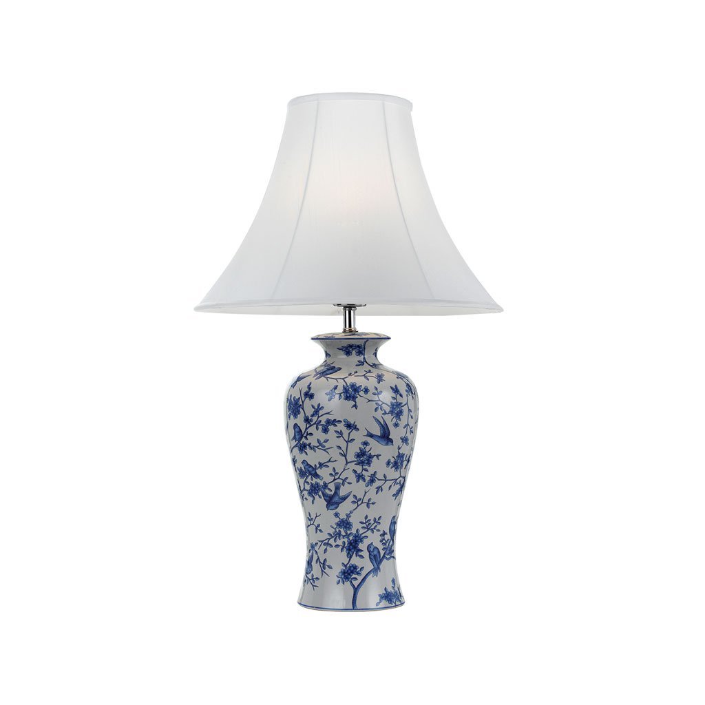 Hulong Table Lamp in White and Blue with White Shade