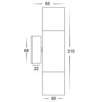 Thumbnail for 240v Tivah Up & Down Wall Pillar Light Dimensions