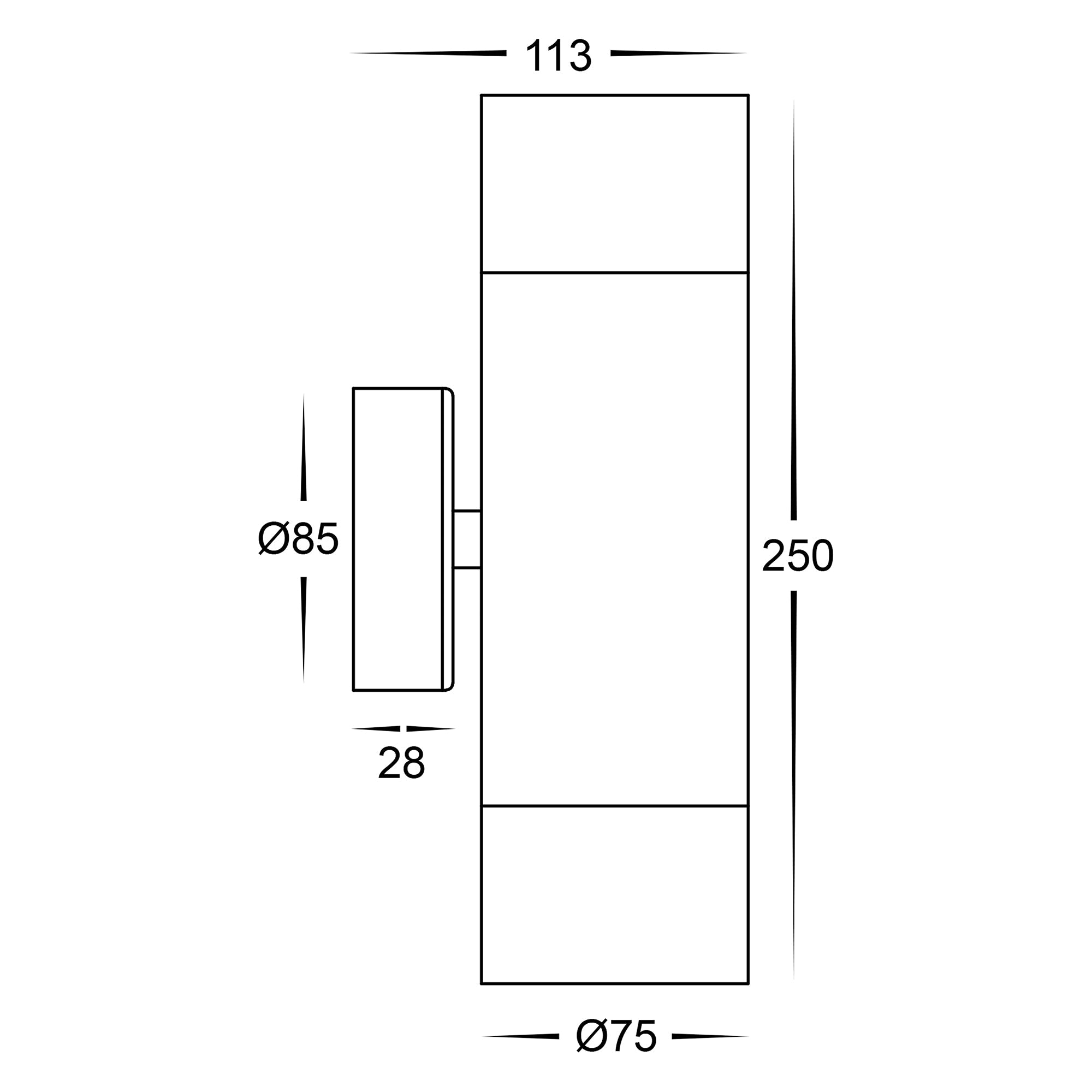 HV1008T - Maxi Tivah 316 Stainless Steel TRI Colour Up & Down Wall Pillar Lights