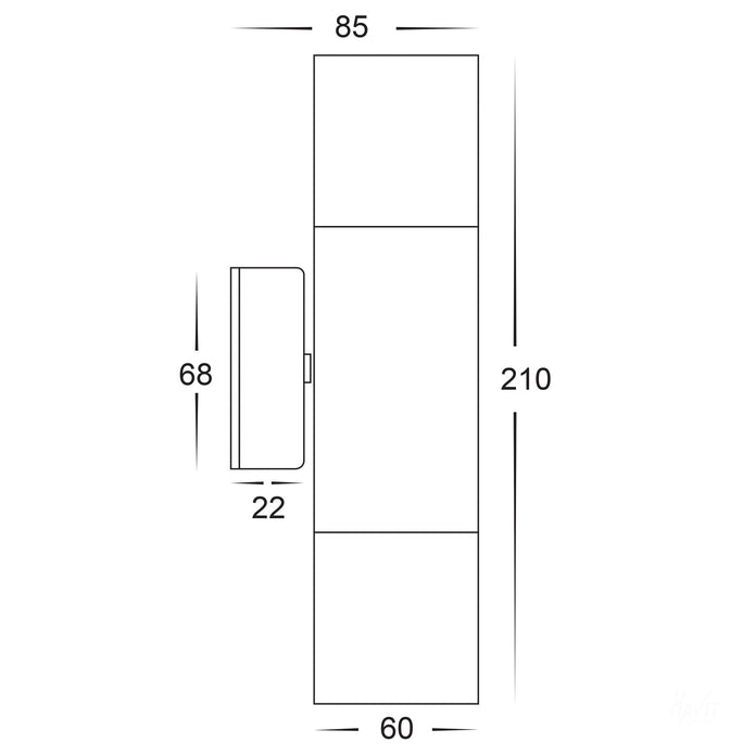HV1015T-HV1017T - Tivah Solid Copper TRI Colour Up & Down Wall Pillar Lights