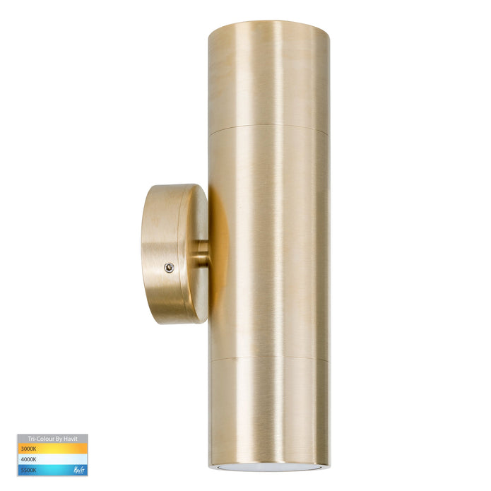HV1055T-HV1057T - Tivah Solid Brass TRI Colour Up & Down Wall Pillar Lights