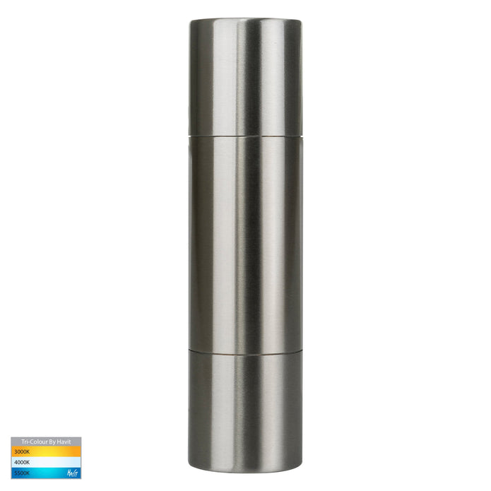 HV1071T - Piaz Stainless Steel TRI Colour Up & Down Wall Pillar Lights