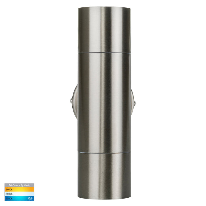 HV1072T  - Fortis Stainless Steel TRI Colour Up & Down Wall Pillar Lights