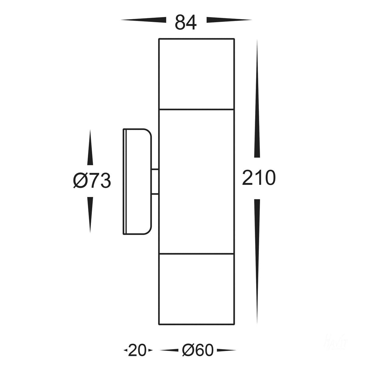 HV1072T  - Fortis Stainless Steel TRI Colour Up & Down Wall Pillar Lights