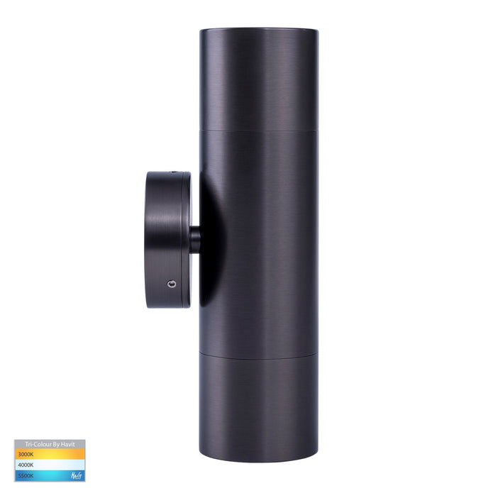 HV1075T-HV1077T - Tivah Solid Brass Graphite Coloured TRI Colour Up & Down Wall Pillar Lights