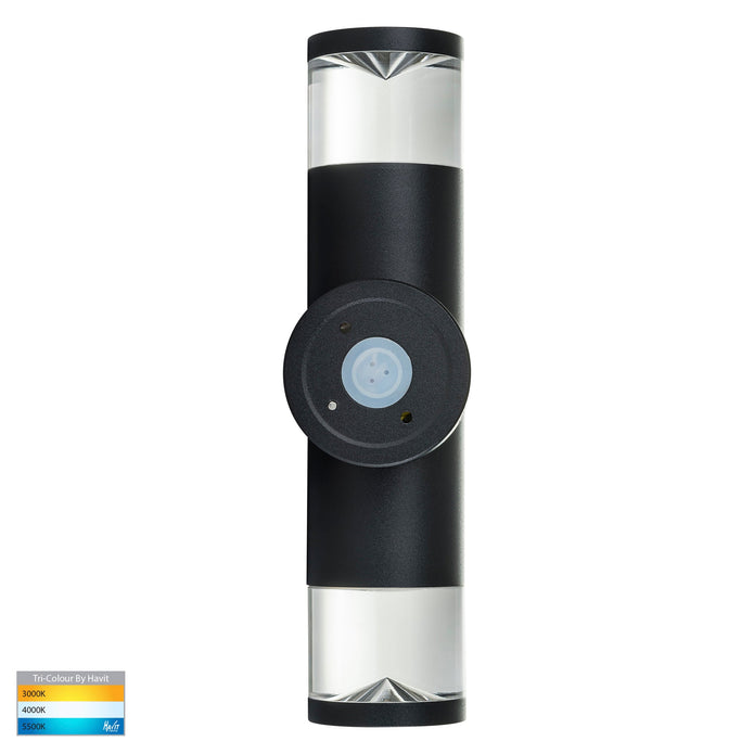 HV1089T-BLK-240V - Highlite Black TRI Colour Up & Down Wall Pillar Lights