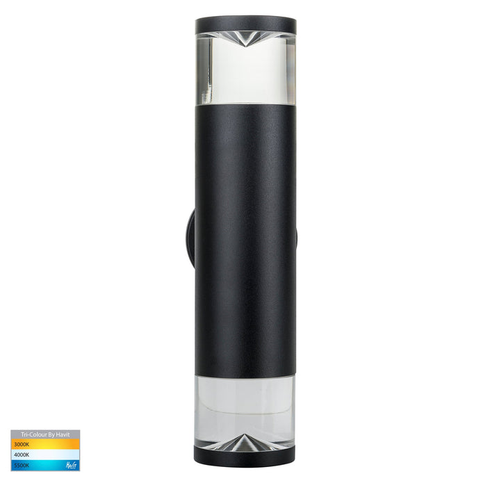 HV1089T-BLK-240V - Highlite Black TRI Colour Up & Down Wall Pillar Lights