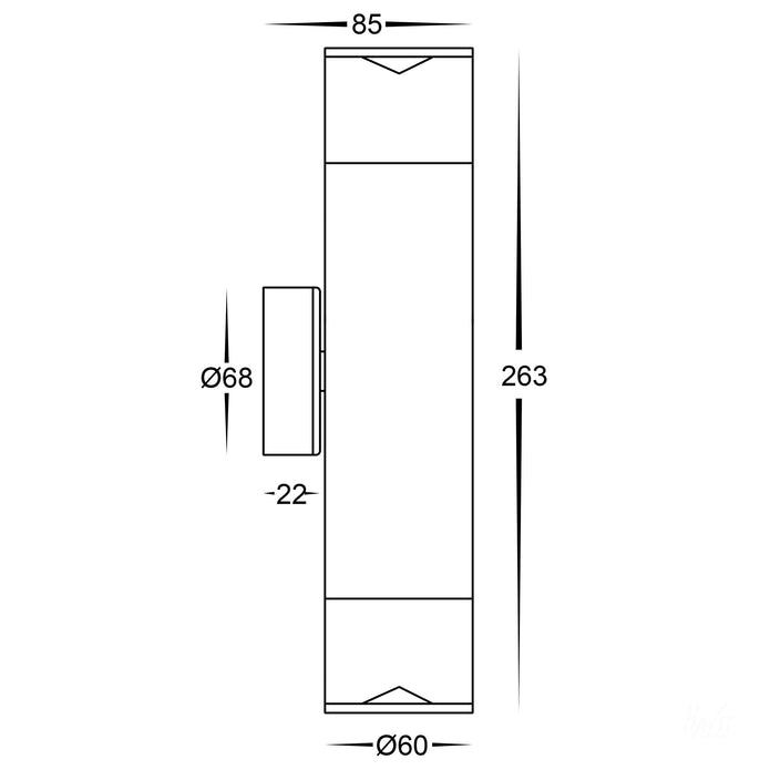 HV1089T-TTM - Highlite Titanium Aluminium TRI Colour Up & Down Wall Pillar Lights