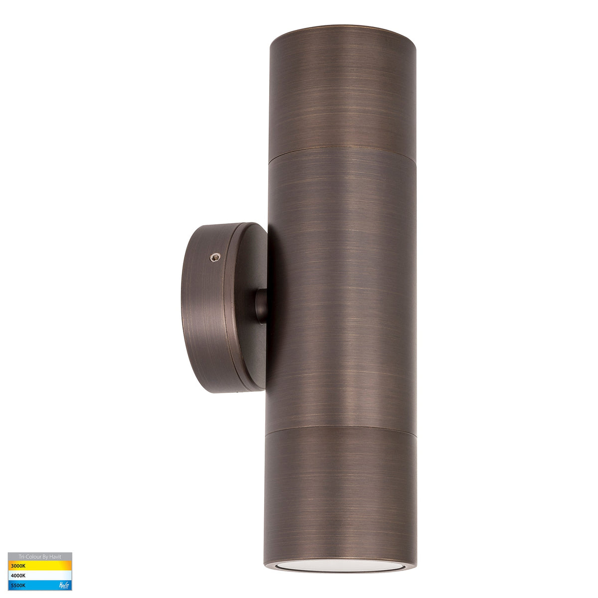 HV1095T-HV1097T - Tivah Antique Brass TRI Colour Up & Down Wall Pillar Lights