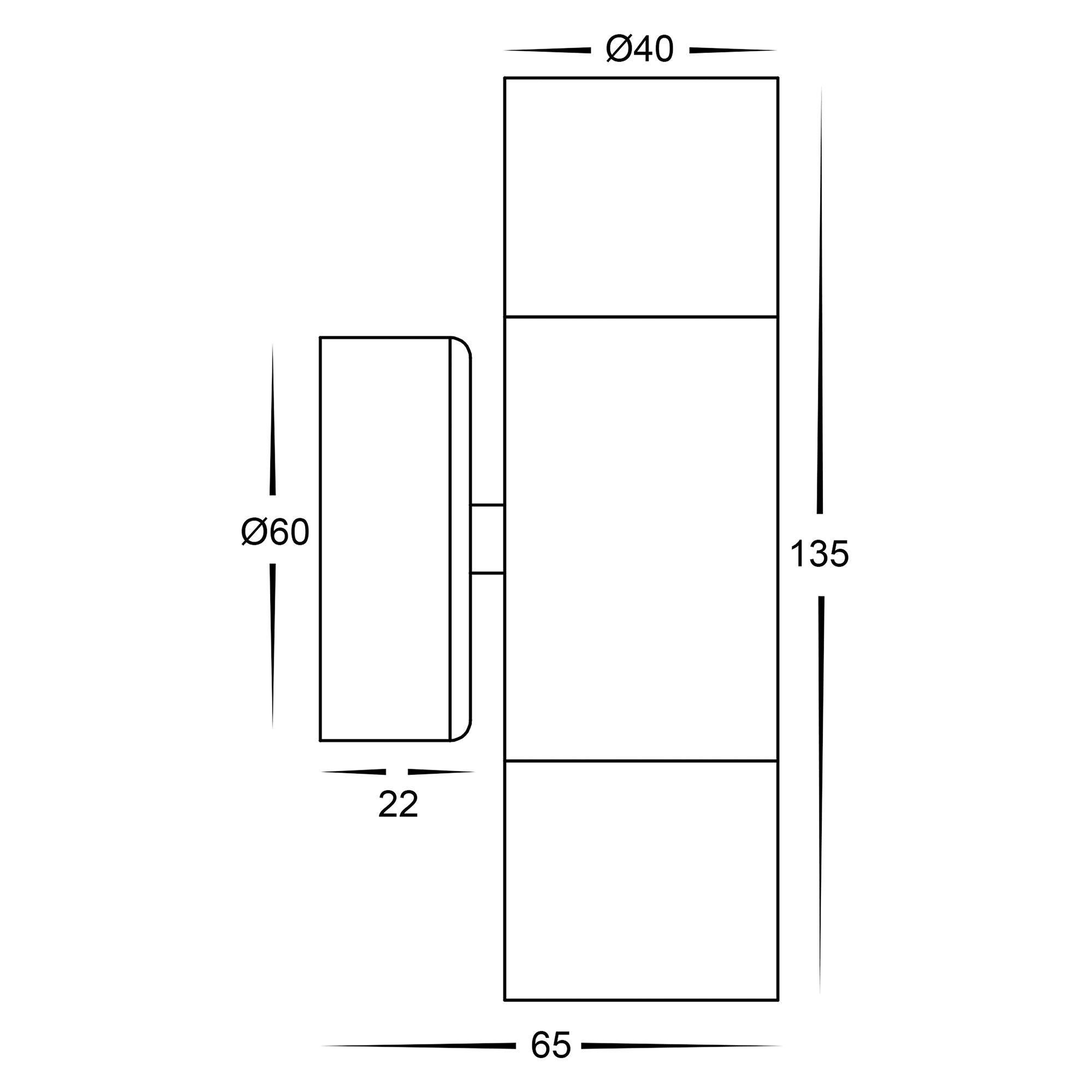 HV1027MR11NW - Mini Tivah Aluminium Black Up & Down Wall Pillar Lights