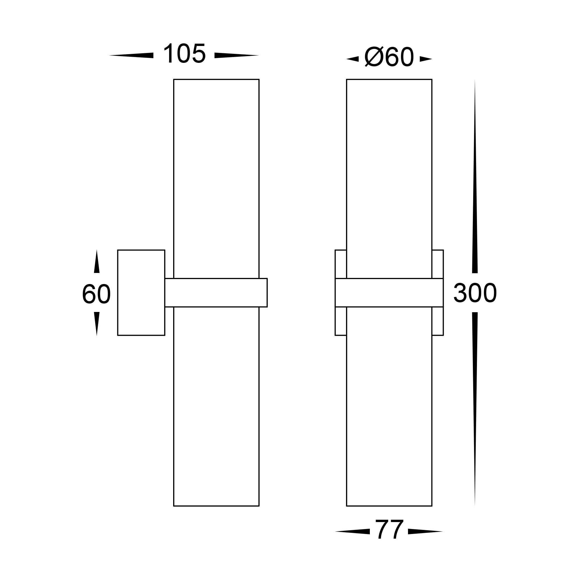 HV10391T - Luz White TRI Colour Single Up & Down Wall Pillar Lights