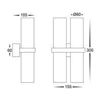 Thumbnail for HV10392T - Luz White TRI Colour Double Up & Down Wall Pillar Lights