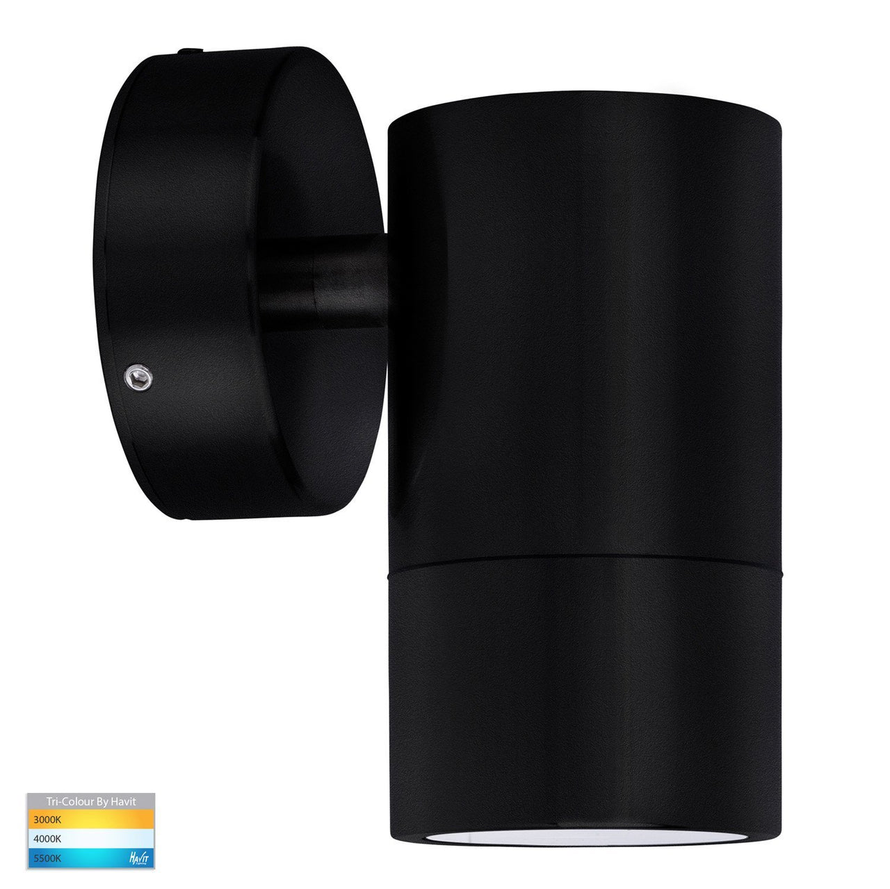 Maxi Tivah 12W Tri-Colour LED Fixed Down Wall Pillar Light Black