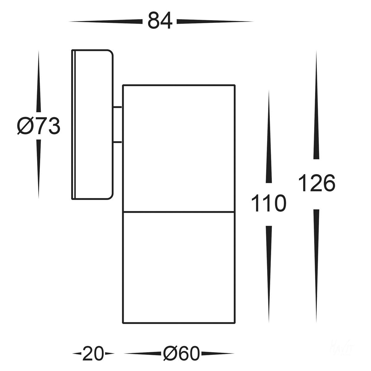 240v Fortis Single Fixed Wall Pillar Light Stainless Steel