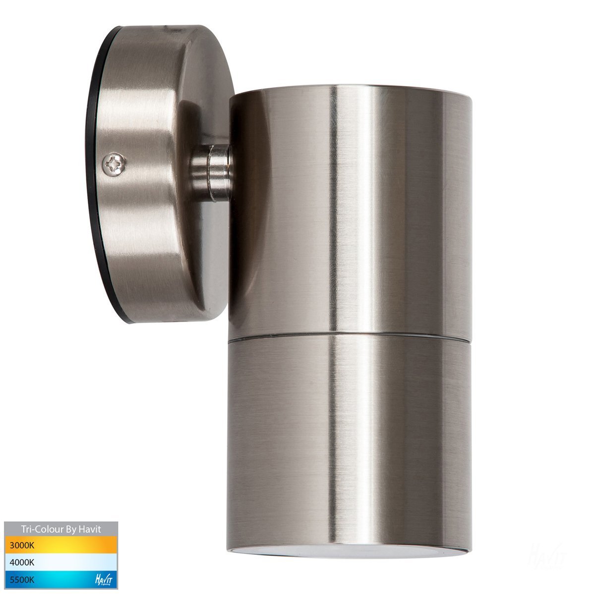 240v Fortis Single Fixed Wall Pillar Light Stainless Steel