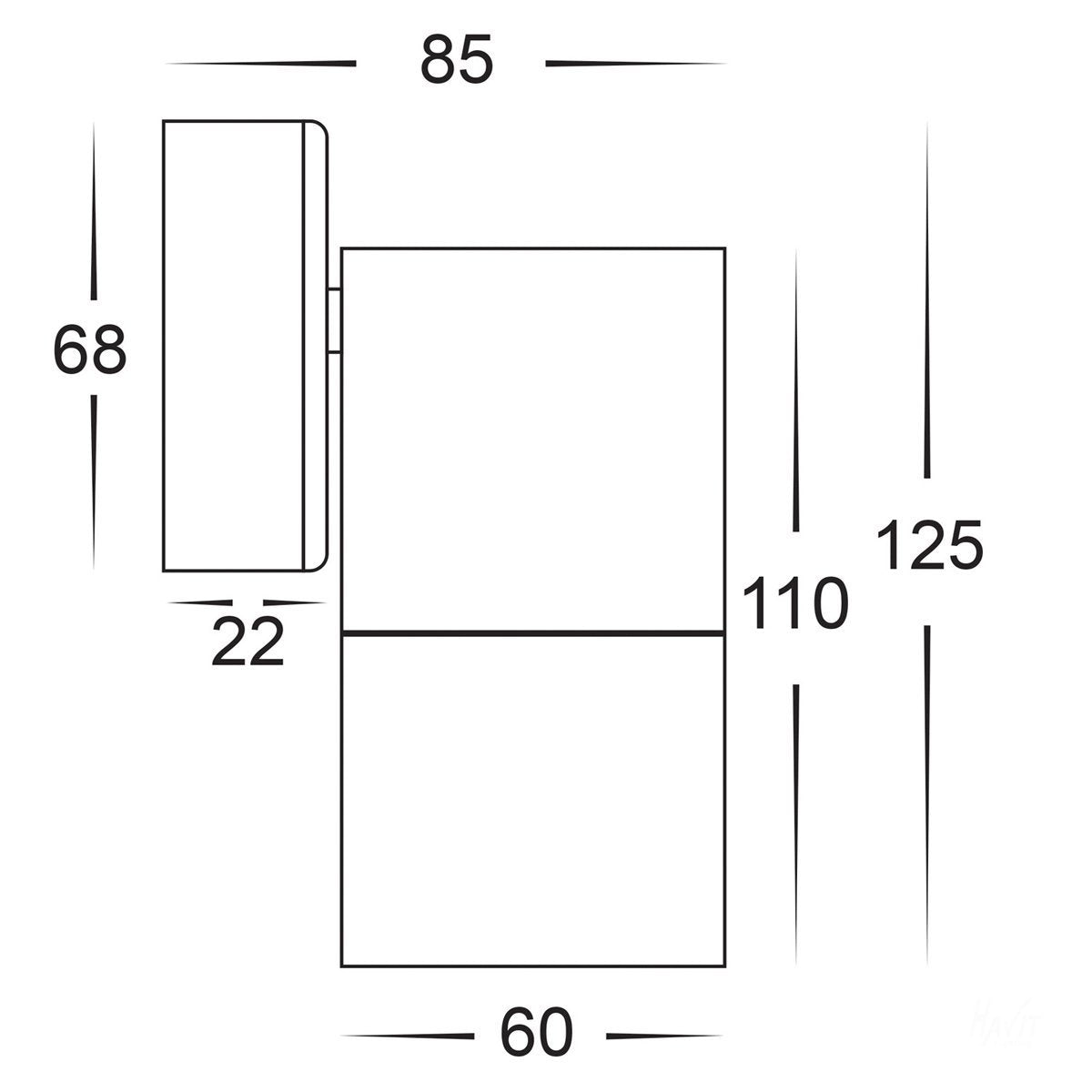 12v DC Tivah Single Fixed Wall Pillar Light Titanium Aluminium