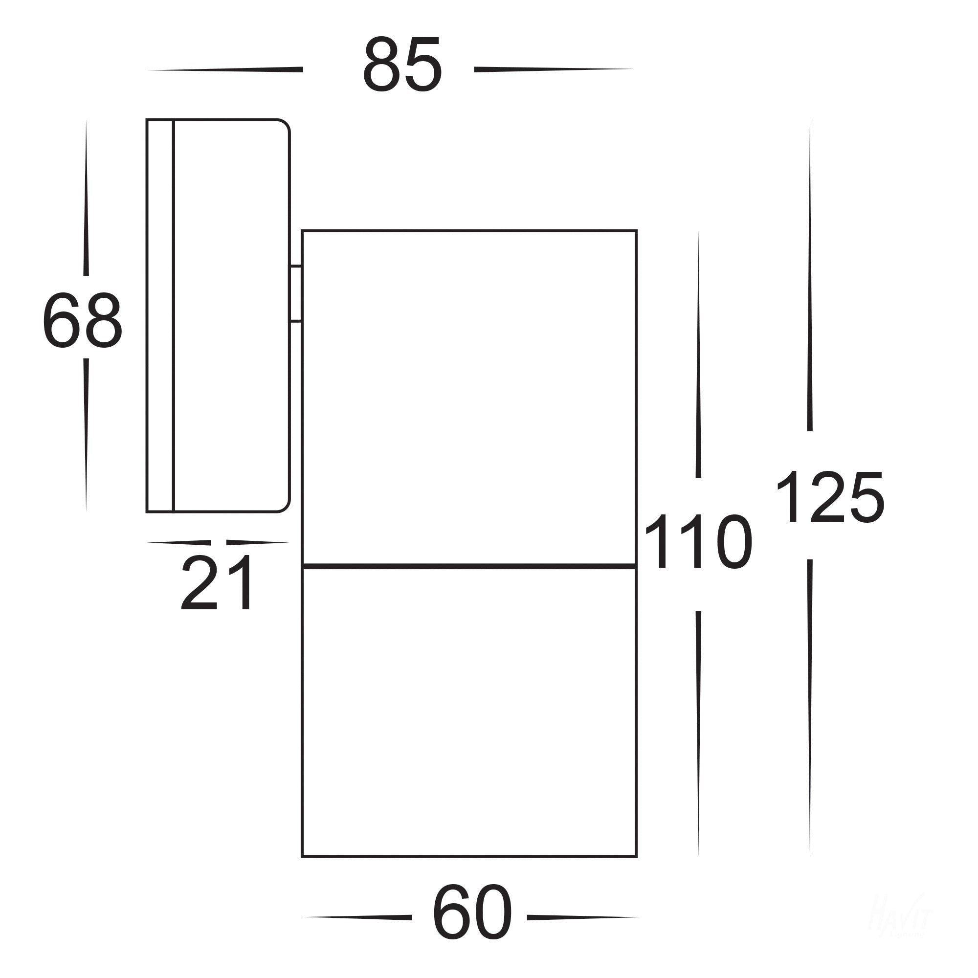 HV1155T-HV1157T - Tivah Solid Brass TRI Colour Fixed Down Wall Pillar Lights