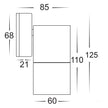 HV1155T-HV1157T - Tivah Solid Brass TRI Colour Fixed Down Wall Pillar Lights
