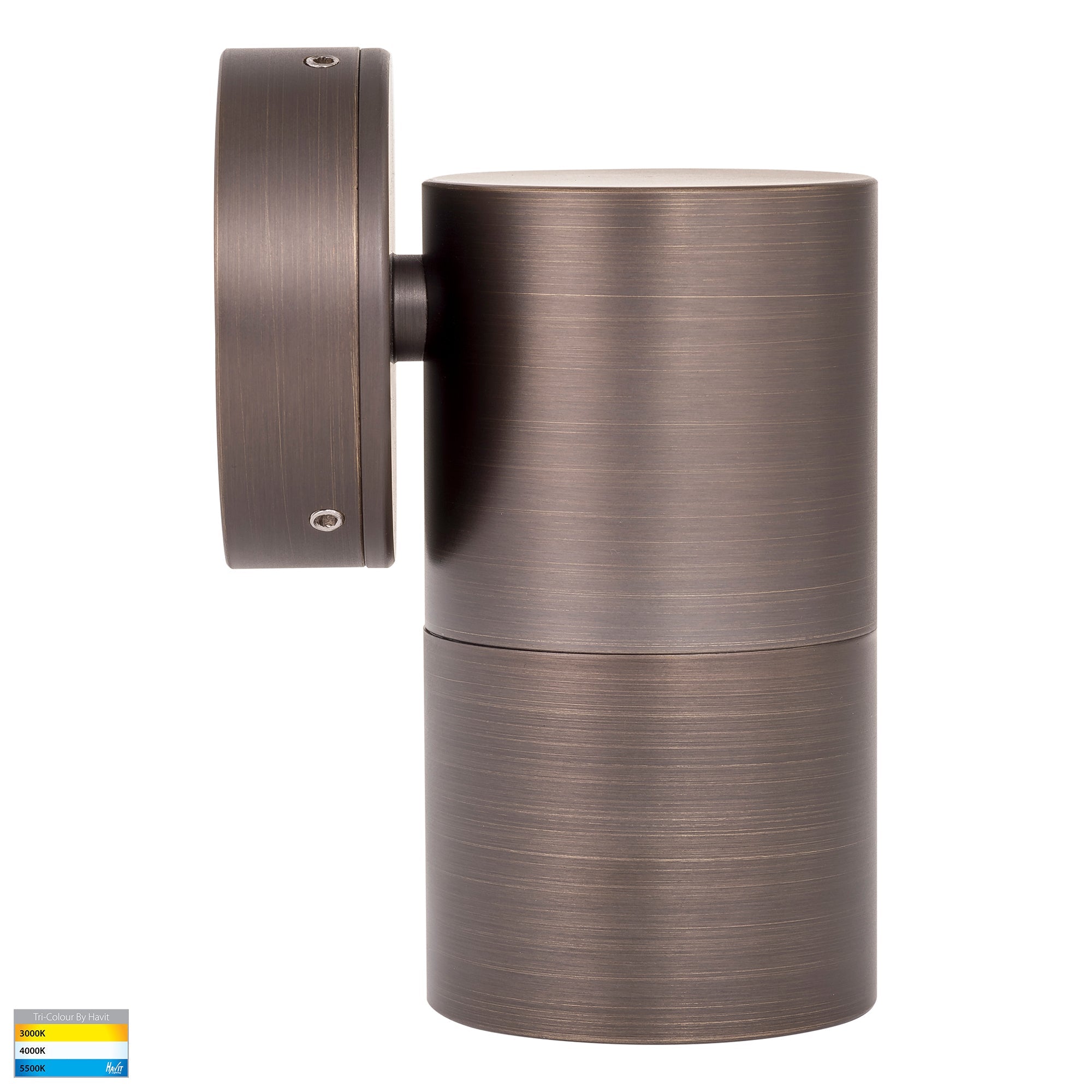 HV1195T-HV1197T - Tivah Antique Brass TRI Colour Fixed Down Wall Pillar Lights