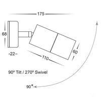 Thumbnail for 240v Tivah Single Adjustable Wall Pillar Light 316 Stainless Steel