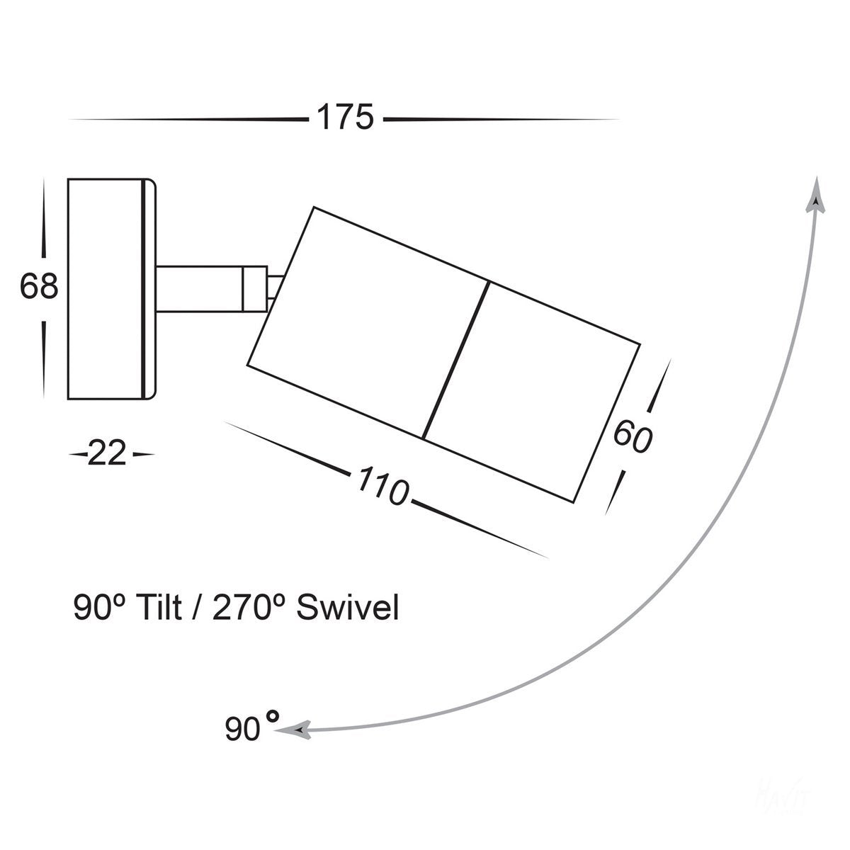 240v Tivah Single Adjustable Wall Pillar Light Black