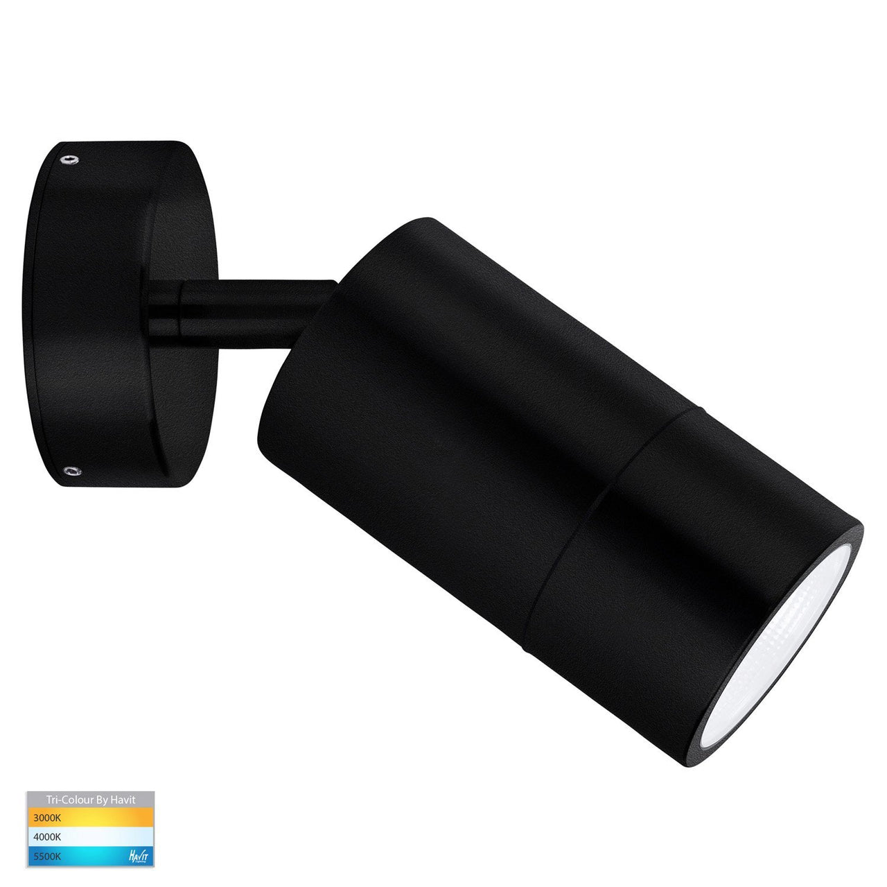 Maxi Tivah 12W Tri-Colour LED Single Adjustable Wall Pillar Light Black