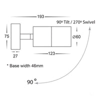 Thumbnail for 240v Piaz Single Adjustable Wall Pillar Light Stainless Steel