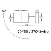 Thumbnail for 240v Fortis Single Adjustable Wall Pillar Light Stainless Steel