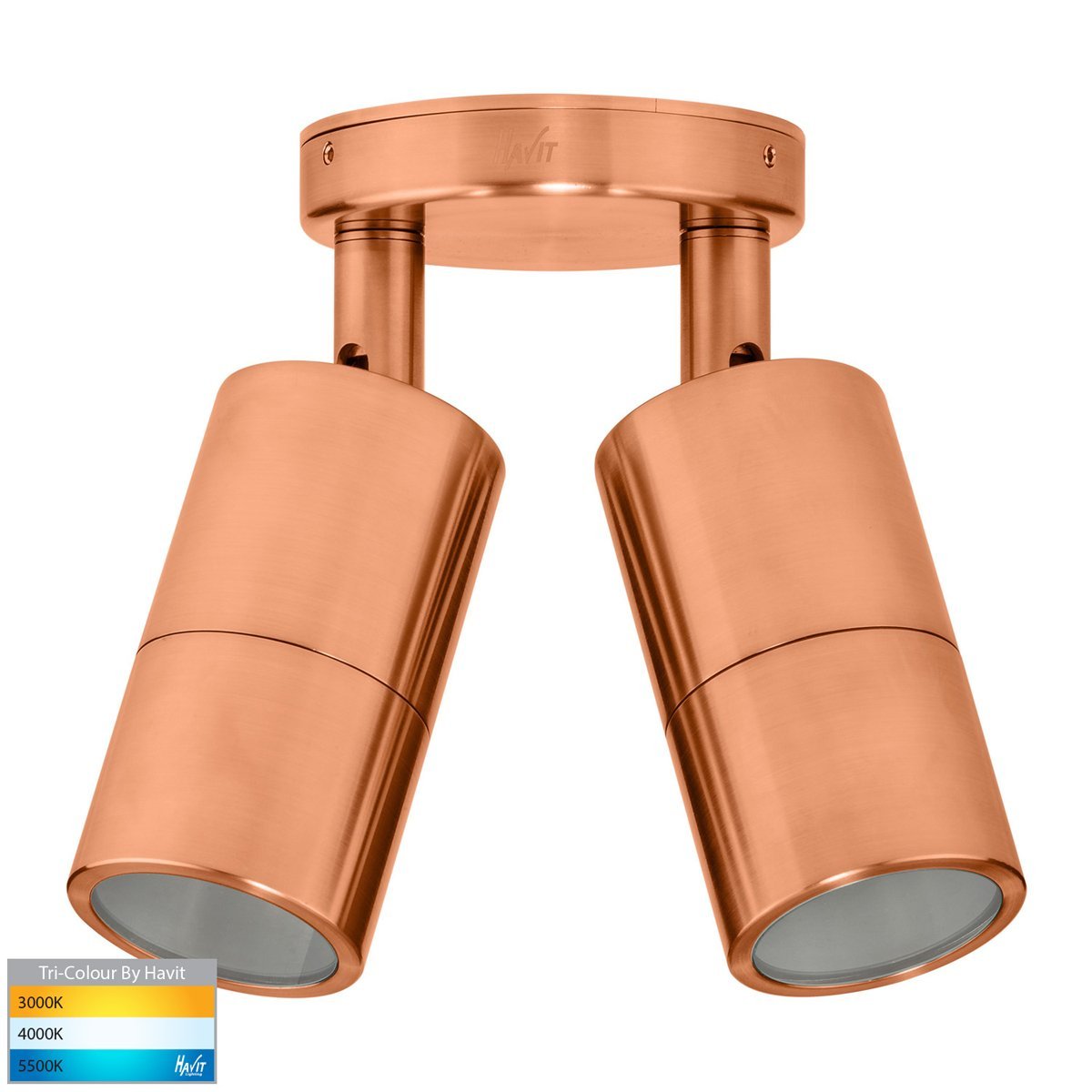 12v DC Tivah Double Adjustable Wall Pillar Light Solid Copper
