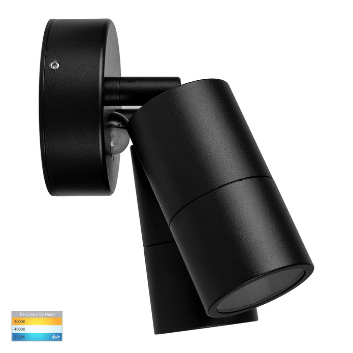 HV1325T-PIR | HV1326T-PIR - Tivah Aluminium Black TRI Colour Double Adjustable Spot Lights with Sensor