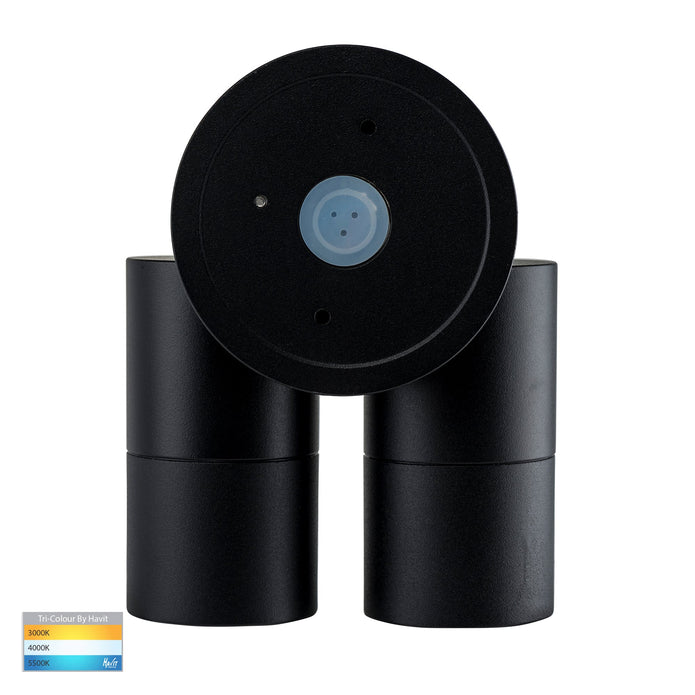 HV1325T-PIR | HV1326T-PIR - Tivah Aluminium Black TRI Colour Double Adjustable Spot Lights with Sensor