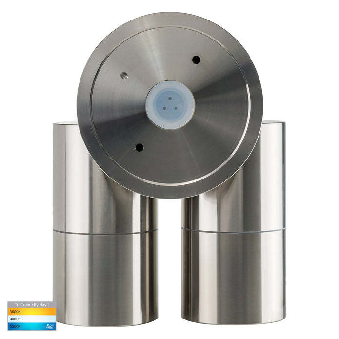 HV1372T - Fortis Stainless Steel TRI Colour Double Adjustable Wall Pillar Light