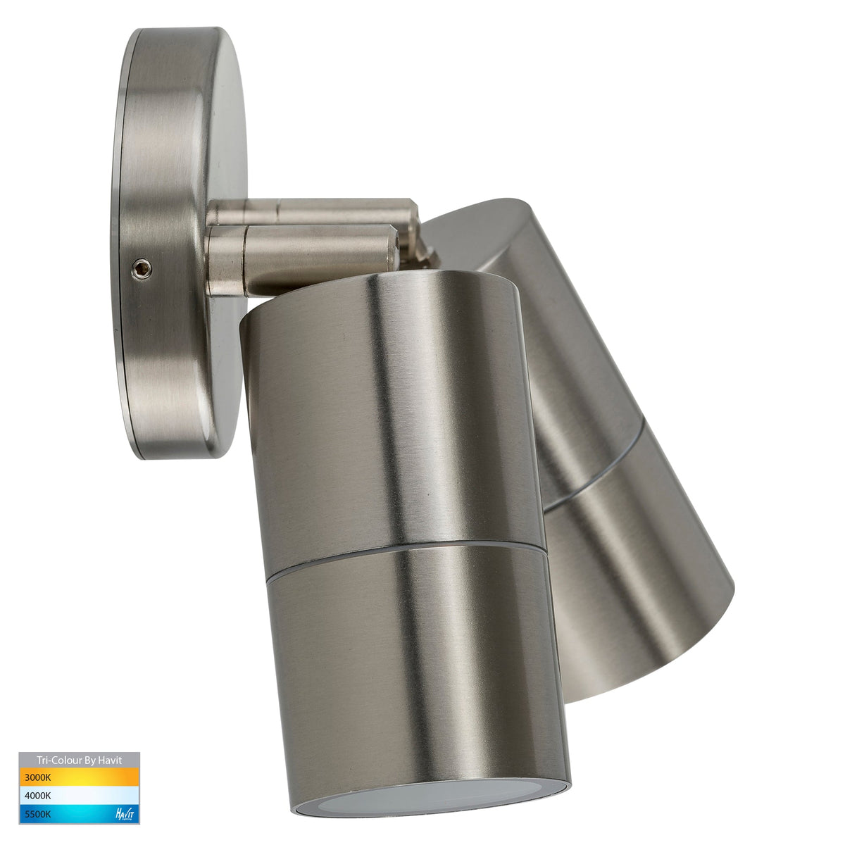 HV1372T - Fortis Stainless Steel TRI Colour Double Adjustable Wall Pillar Light