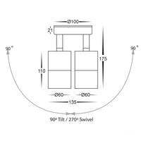 Thumbnail for 240v Fortis Double Adjustable Wall Pillar Light Stainless Steel