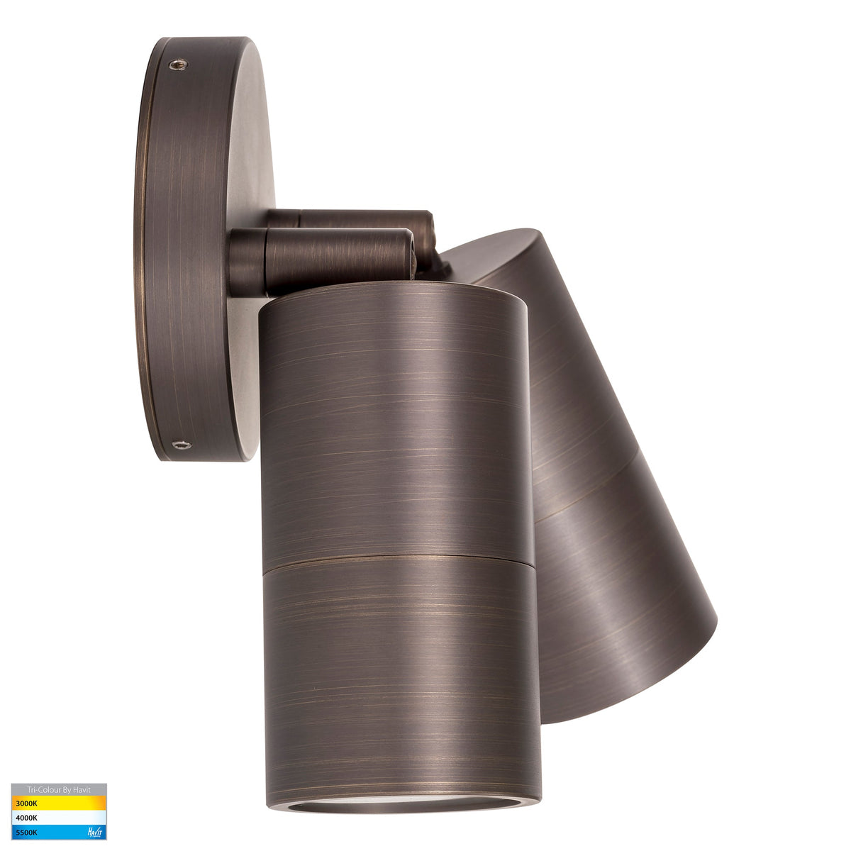 HV1395T-HV1397T - Tivah Antique Brass TRI Colour Double Adjustable Wall Pillar Lights