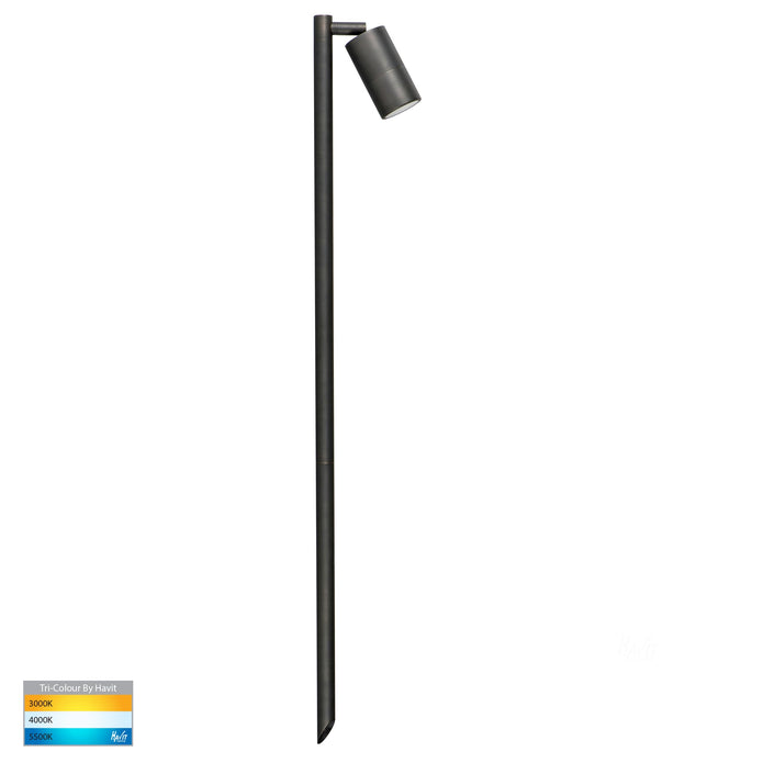 HV1403T-AB - Tivah Antique Brass TRI Colour Single Adjustable LED Bollard Spike Light